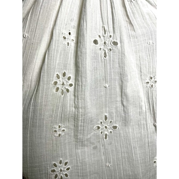 Aerie Oversized Eyelet Puff Sleeve Boho Peasant Top Women's Size Small Cream - Picture 5 of 9